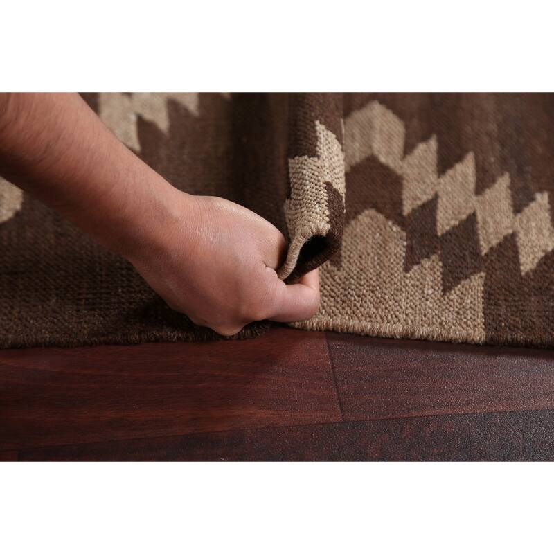 Natural Dye Tribal Geometric Oriental Kilim Area Rug Wool Flat-woven - 4'10" x 6'7"