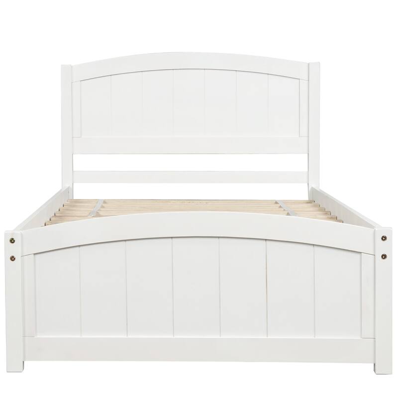Wood Platform Bed with Headboard Footboard and Slat