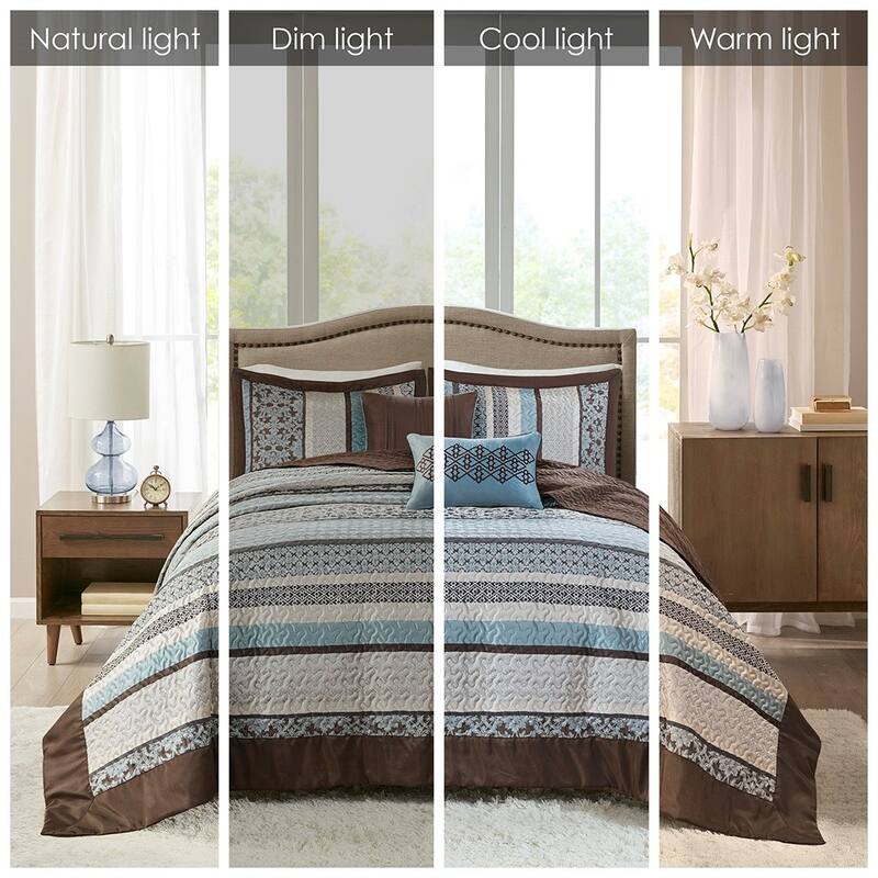 GDF Studio - Princeton 5-Piece Reversible Jacquard Quilt Set with Decorative Pillows