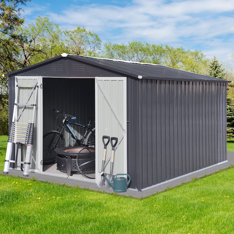 GDFStudio - Ryder Metal Garden Shed 10ft x 12ft Outdoor Storage Shed