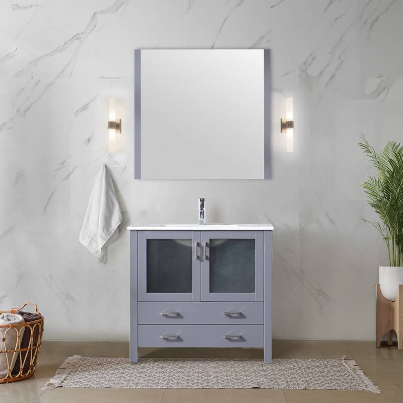 Volez Bath Vanity and White Ceramic Top - 36 - Dark Grey