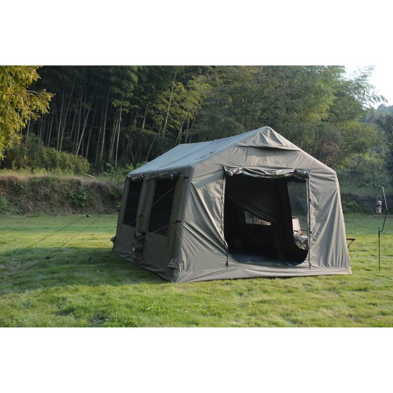 9.8 x13ft with canopy, Inflatable Camping Tents with Hand Pump, Air Glamping Tents, Easy Setup Waterproof and Windproof