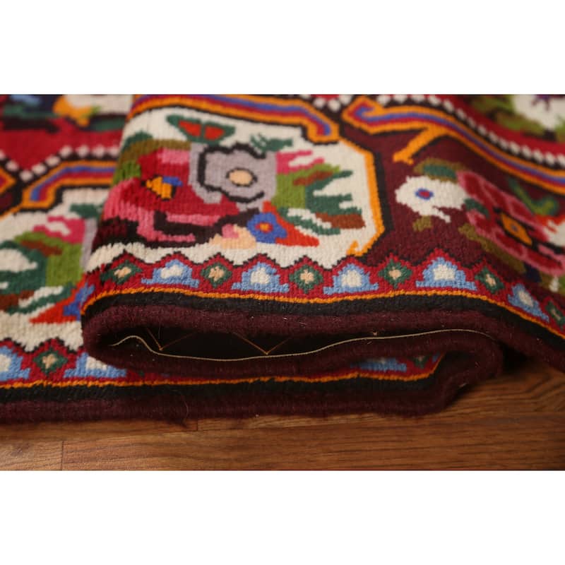 Hand Knotted Oriental 100% Wool Carpet Traditional Floral Pink Bakhtiari Area Rug - 5' 3'' X 3' 7''