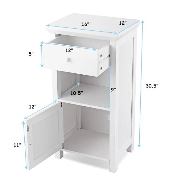 Gymax Bathroom Floor Storage Cabinet Cupboard Organizer Gymax Bathroom Floor Storage