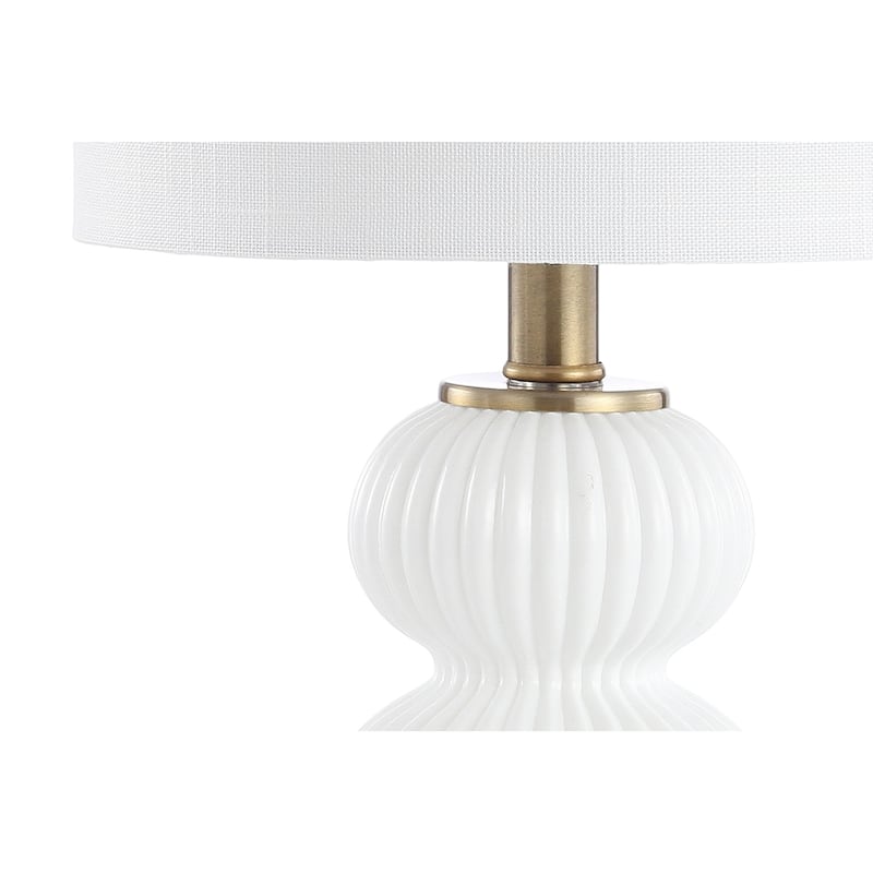 Lorena 20" Ribbed Metal/Glass LED Table Lamp, by JONATHAN Y