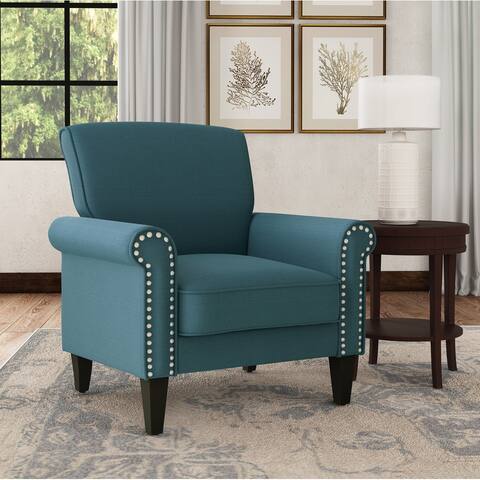 Copper Grove Herve Caribbean Blue Linen Arm Chair