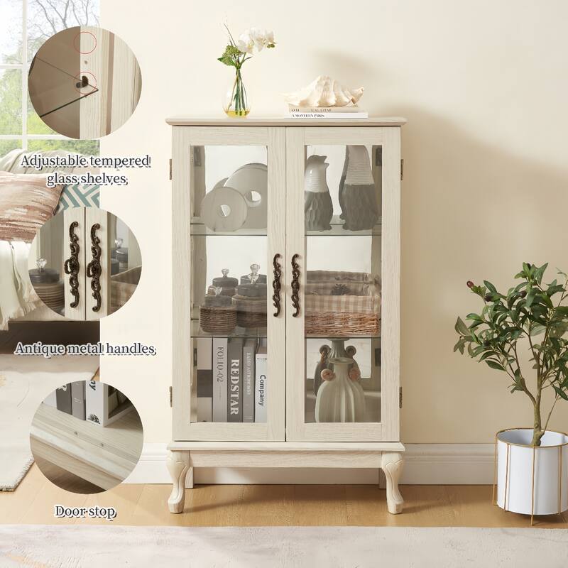 Display cabinet with tempered glass door