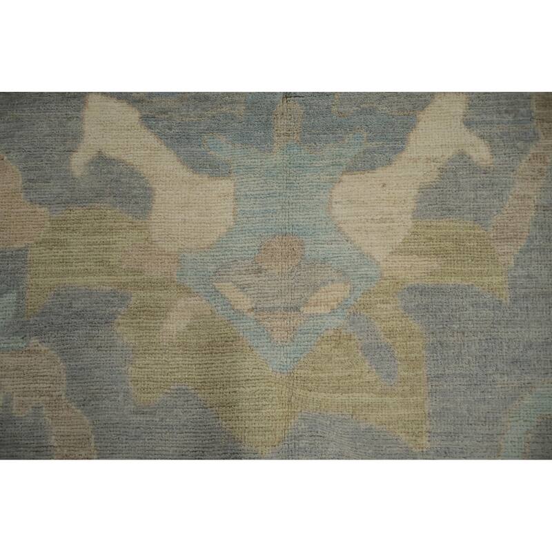 Hand Knotted Oriental 100% Wool Carpet Transitional All-Over Greys & Charcoal Oushak Area Rug - 14' 0'' X 10' 2''