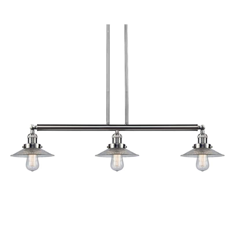 Innovations Lighting Halophane 3 Light 41" Wide Linear Chandelier - Brushed Satin Nickel / Flat