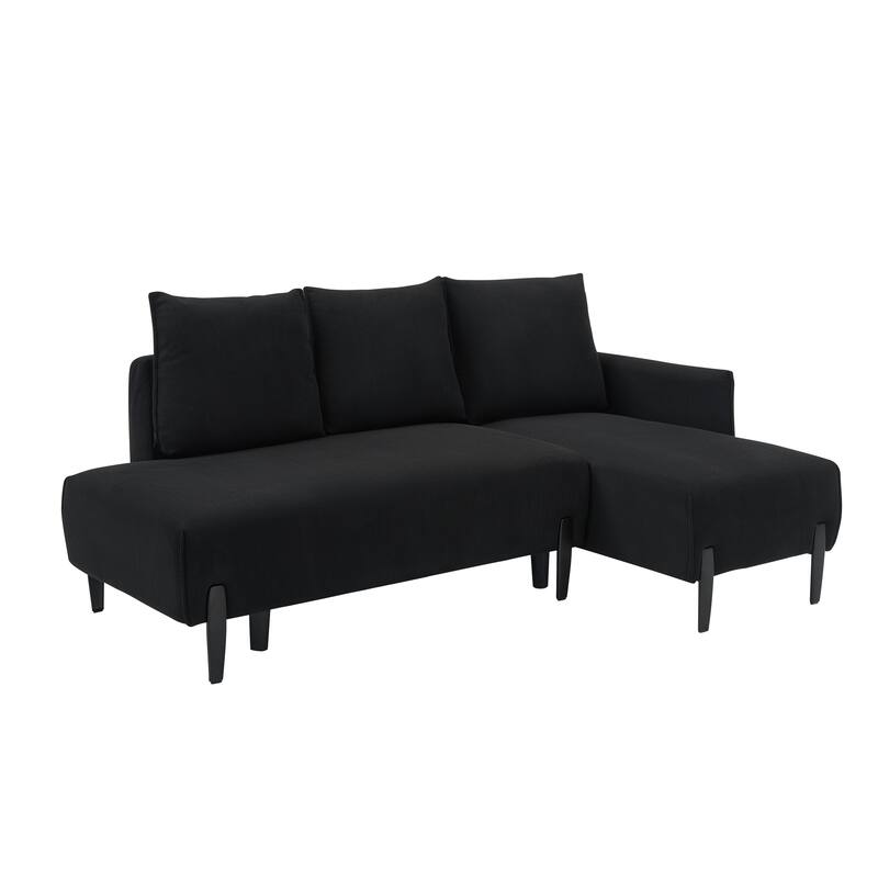 79.5 inches long, Velvet Sofa with Three Pillows, for Apartment Office Living Room - Black