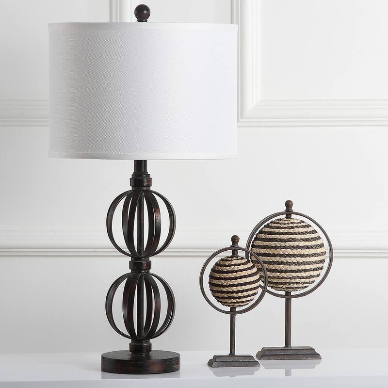 SAFAVIEH Lighting Vibha 28-inch Double Sphere Oil-Rubbed Bronze Table Lamp (Set of 2) - 14Wx14Dx28H