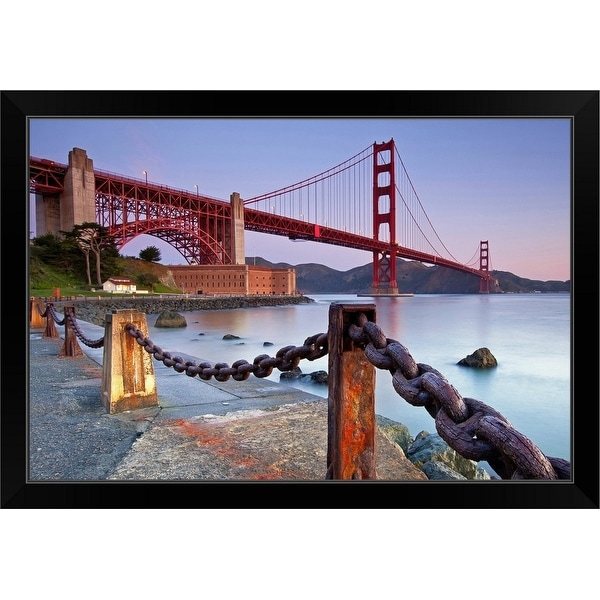 "Sunrise At Fort Point" Black Framed Print