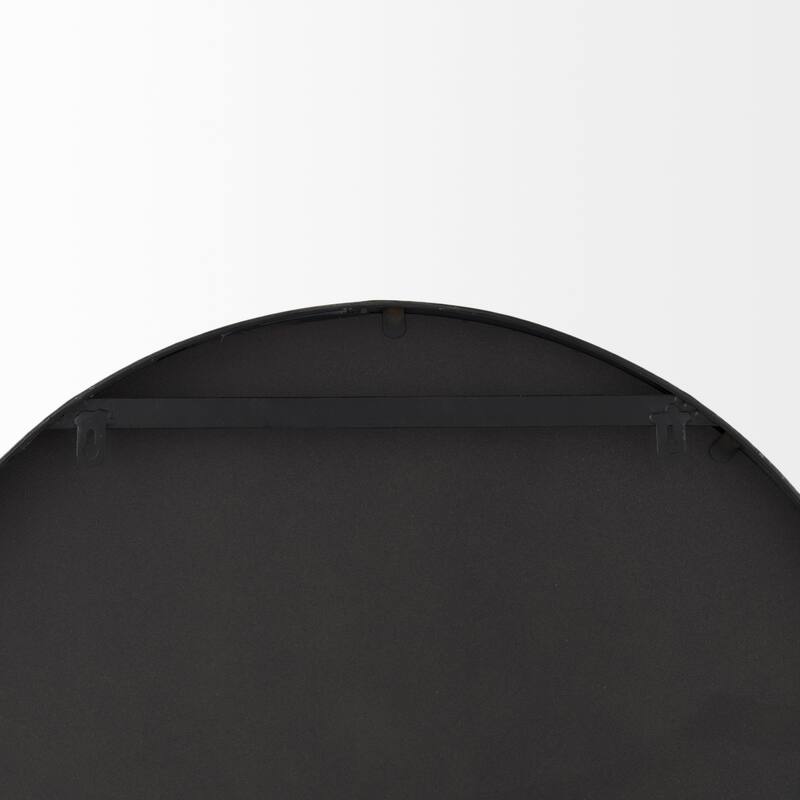 Cora Black Metal Frame With Brown Wood Shelf Arched Wall Mirror (40" x 24")