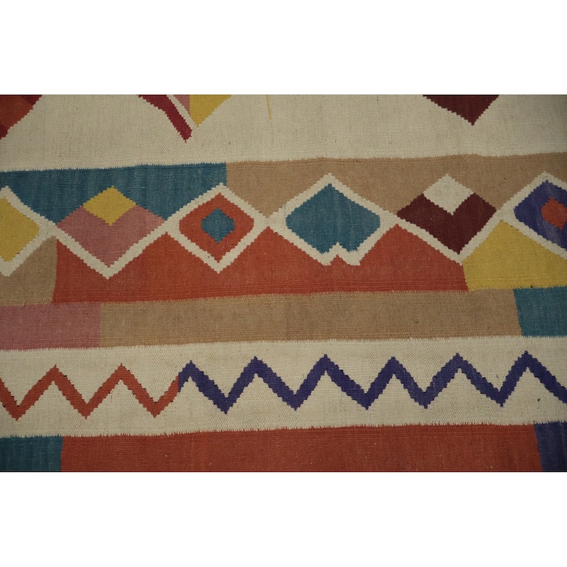 Hand Woven Oriental 100% Wool Carpet Southwestern Tribal Multi-Colored Kilim Runner Rug - 18' 0'' X 5' 3''