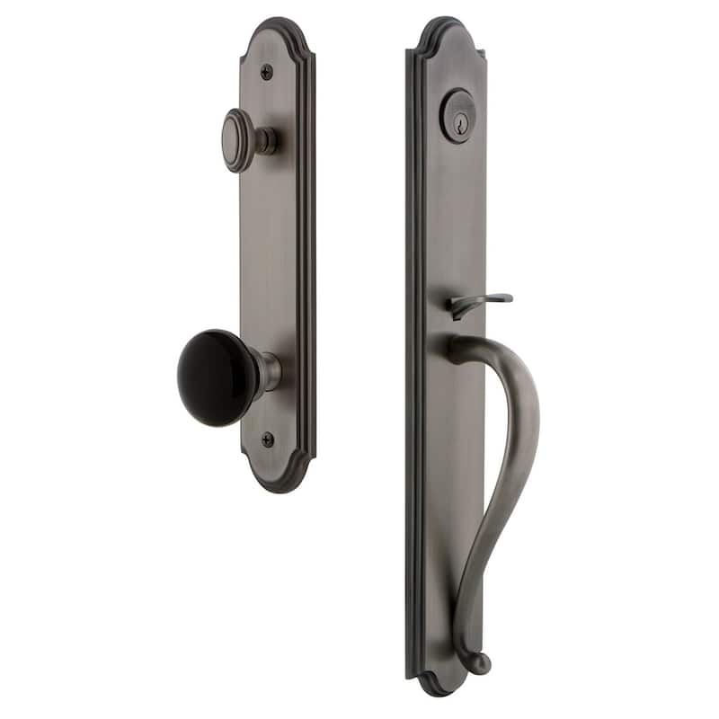 Grandeur Arc Solid Brass Rose Dummy Full Plate Full Plate 'S' Grip - Antique Pewter