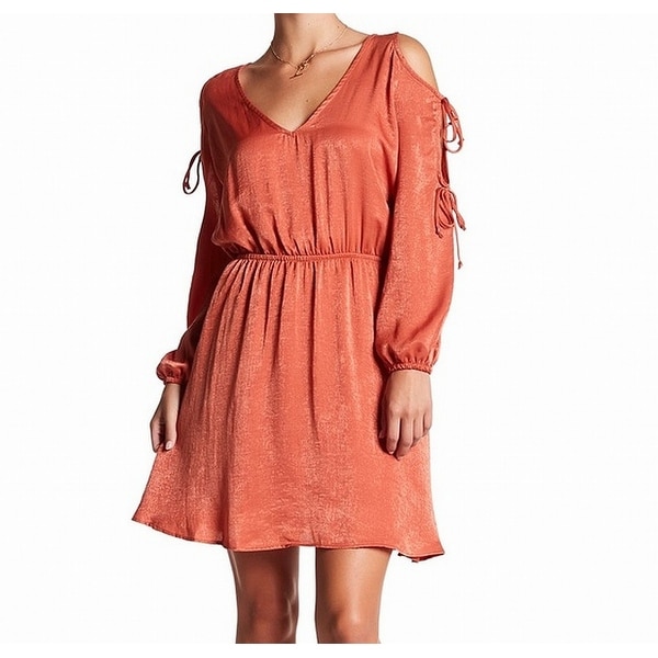 Vanity Room Womens Medium Satin Tie-Sleeve Sheath Dress