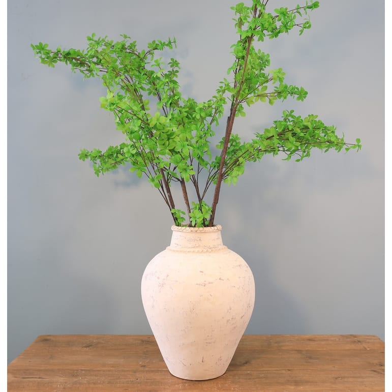 Approx. 20inches High Terracotta Vase with Lace Decor Distressed White