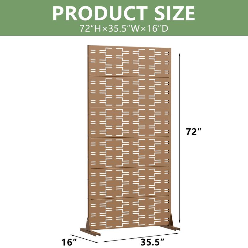 72" H×47"W Dovelina Black Outdoor Freestanding Metal Privacy Screen Decorative Garden Fence