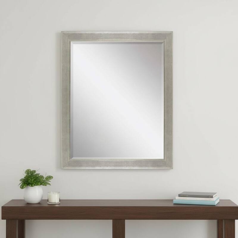 HomeRoots 45" Silver Solid Wood Framed Accent Mirror - 35.00 in. x 45.00 in. x 2.00 in. - 35.00 in. x 45.00 in. x 2.00 in.