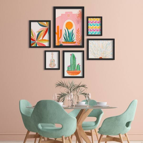 Orange Green Pink Sun & Cactus 6 Piece Framed Gallery Wall Art Set - Bed  Bath & Beyond - 32584753