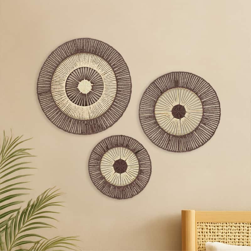 American Art Decor Woven Paper Rope Wall Decor, Set of 3