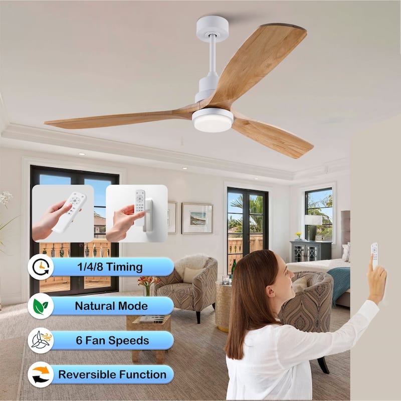 60" Modern Ceiling Fan w/ 3 Color Dimmable Remote Control Reversible DC Motor