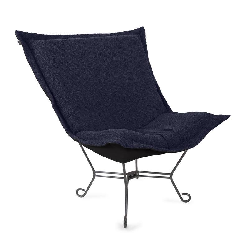 Allan Andrews Scroll Puff Chair with Titanium Frame, Barbet Collection - Royal Blue