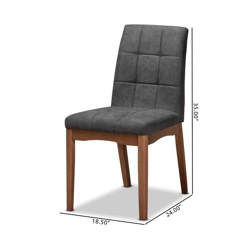 Tara Mid-Century Upholstered and Walnut Finished 2-PC Dining Chair Set