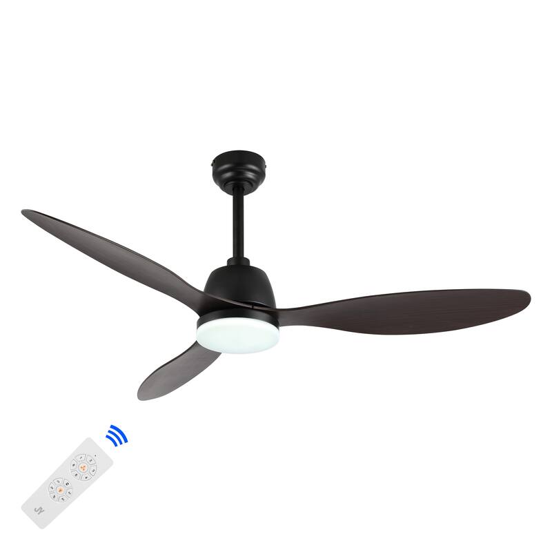 Aldrin 52" 1-Light Industrial Iron/Plastic Mobile-App/Remote-Controlled 6-Speed Propeller LED Ceiling Fan, by JONATHAN Y