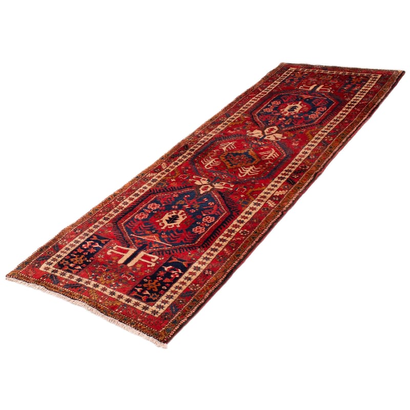 ECARPETGALLERY Hand-knotted Sarabi Red Wool Rug - 3'7 x 11'0