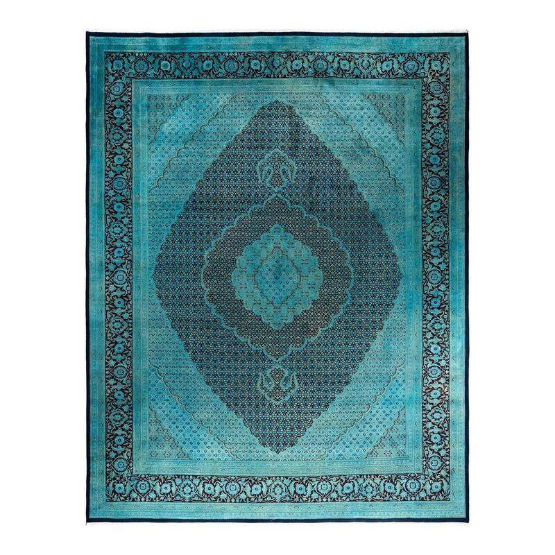 Overdyed, One-of-a-Kind Hand-Knotted Area Rug - Blue - 11' 10" x 15' 4"