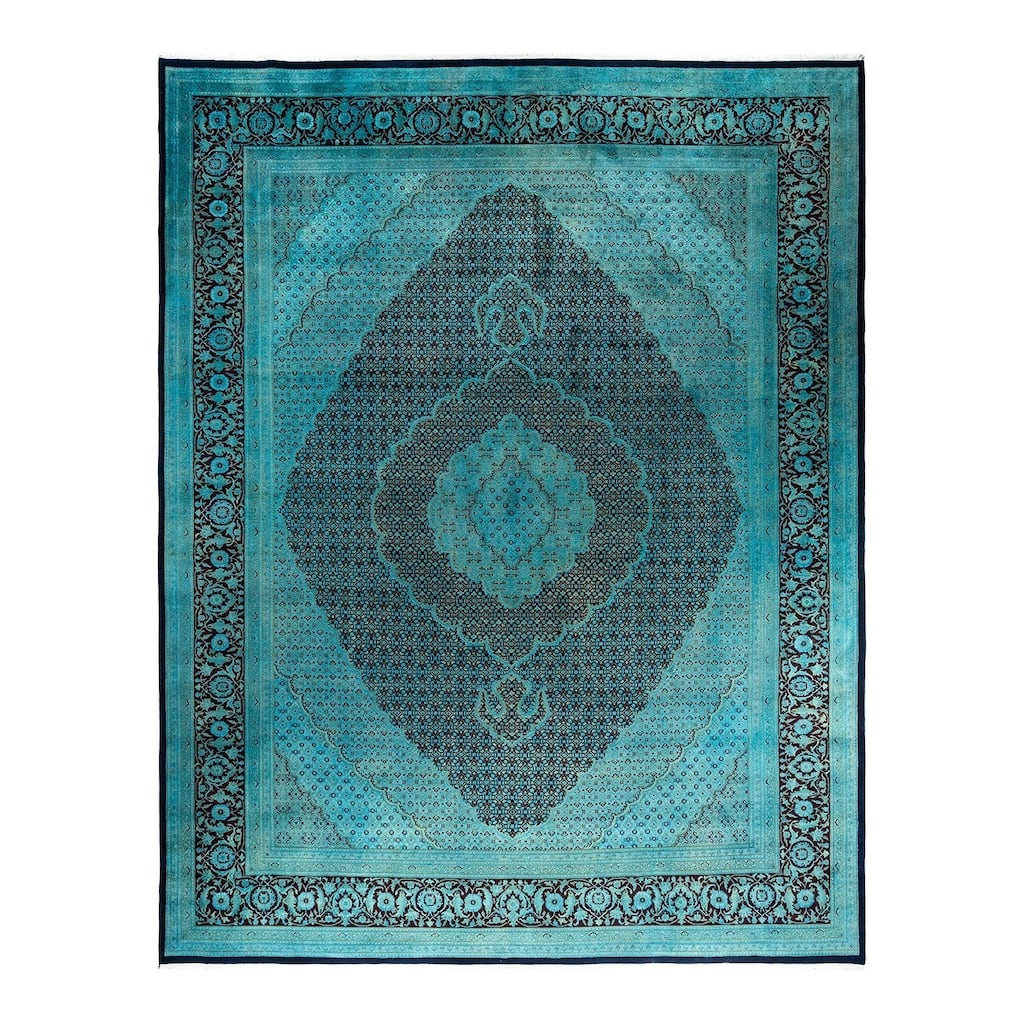 Overdyed, One-of-a-Kind Hand-Knotted Area Rug - Blue - 11' 10" x 15' 4"