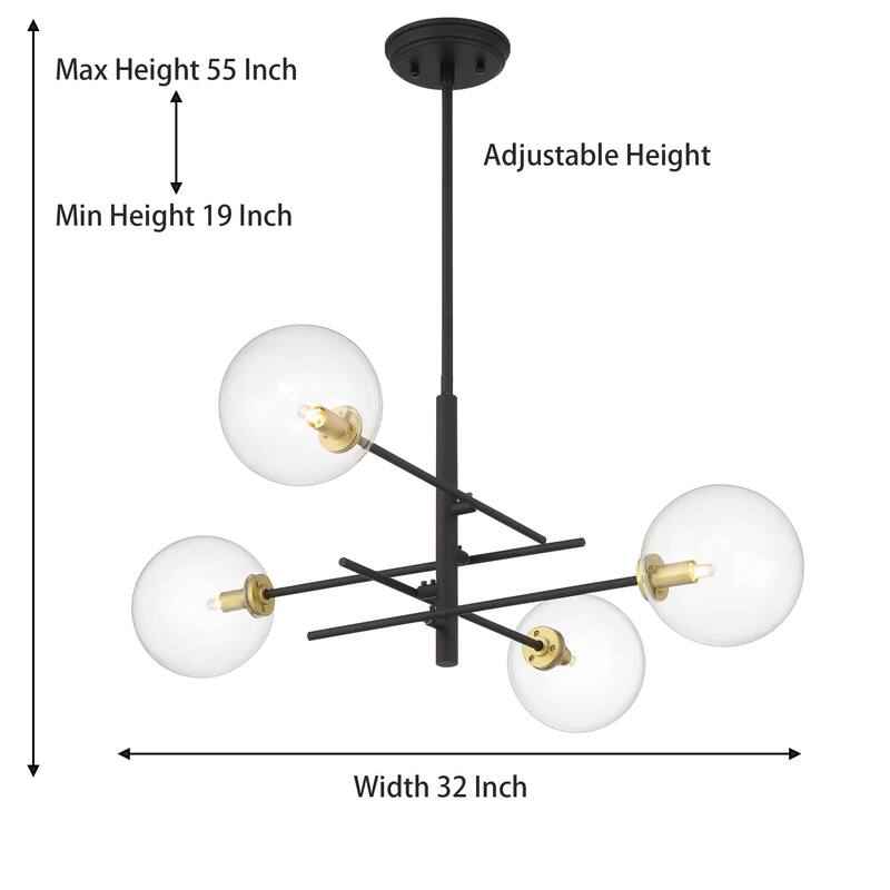 Acroma 4-light Modern Farmhouse Black/ Gold Sputnik Chandelier