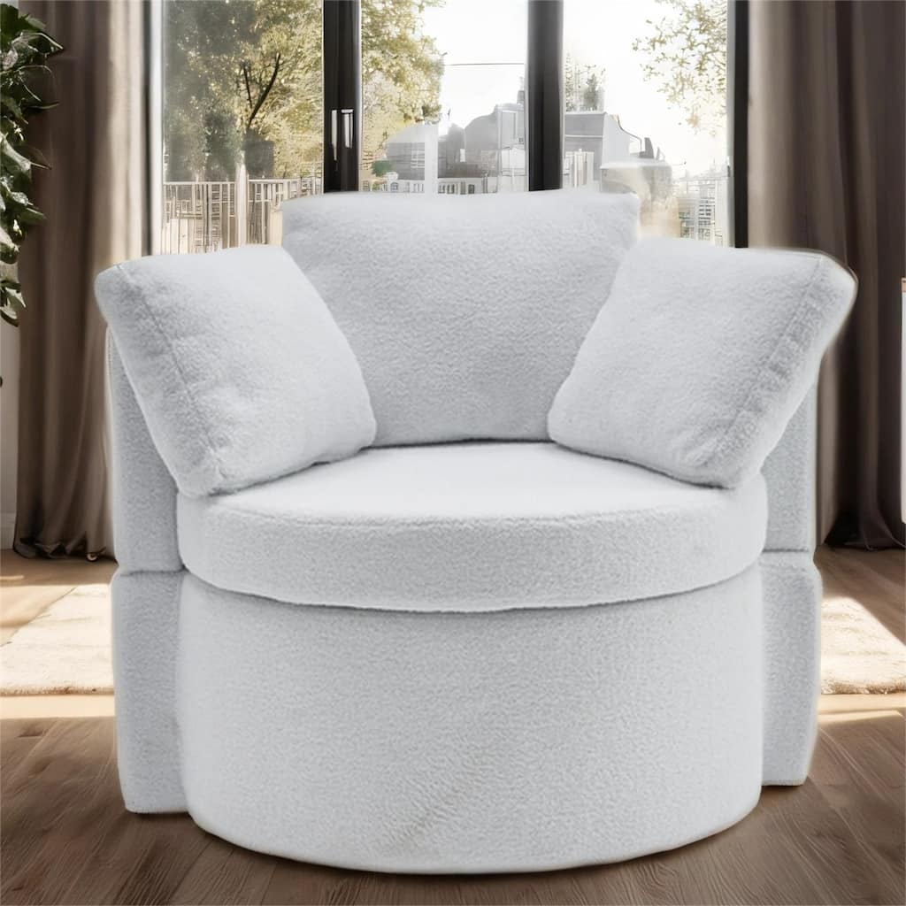 Teddy Fabric Swivel and Storage Chair w/ Back Cushion for Living Room