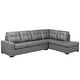 preview thumbnail 10 of 45, Liam Top Grain Leather Tufted Sectional Chaise Sofa Light Grey - Right Facing