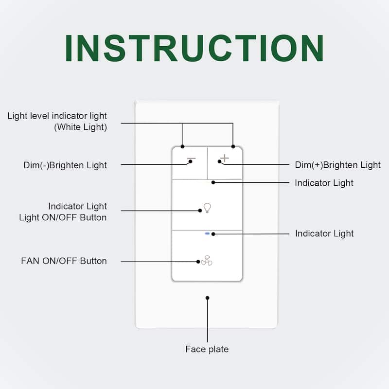 Single Pole Dimmer Switch for Led Light and Bathroom Fan
