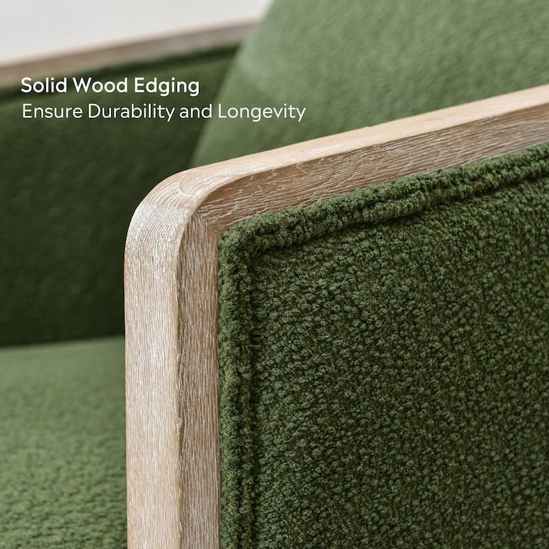 KINWELL 31"W Oak Frame Upholstered Swivel Barrel Armchair