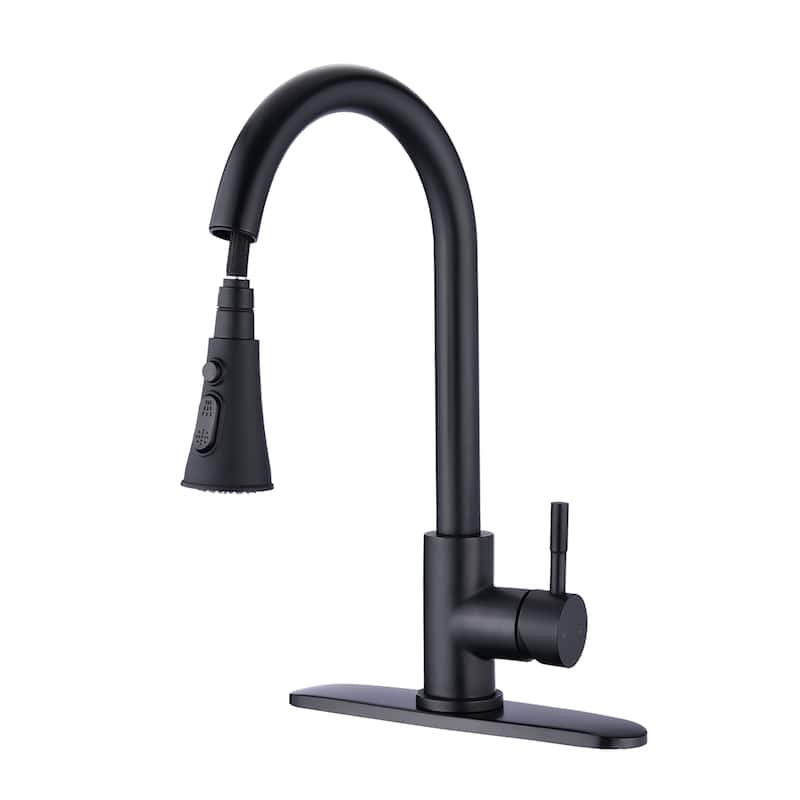 PROOX 360 Rotation Single Handle Kitchen Sink Faucet Pull Down Sprayer - Matte Black