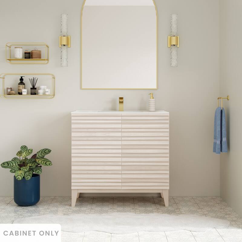 Cascade 30" Freestanding Bathroom Vanity Cabinet Without Top In White Oak - 30