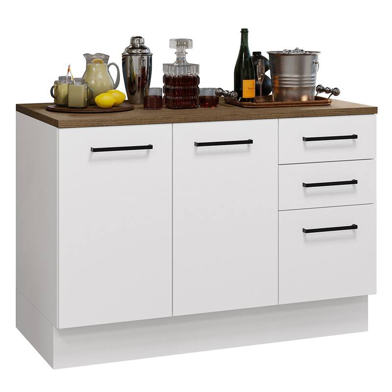 Madesa Home Bar Cabinet with 2 Doors and 3 Drawers Wooden Storage