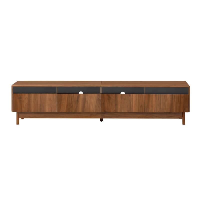 Roomfitters 78 Inch TV Stand for TVs up to 85 Inch, Walnut Media Console Table with Modern Glass Drawers