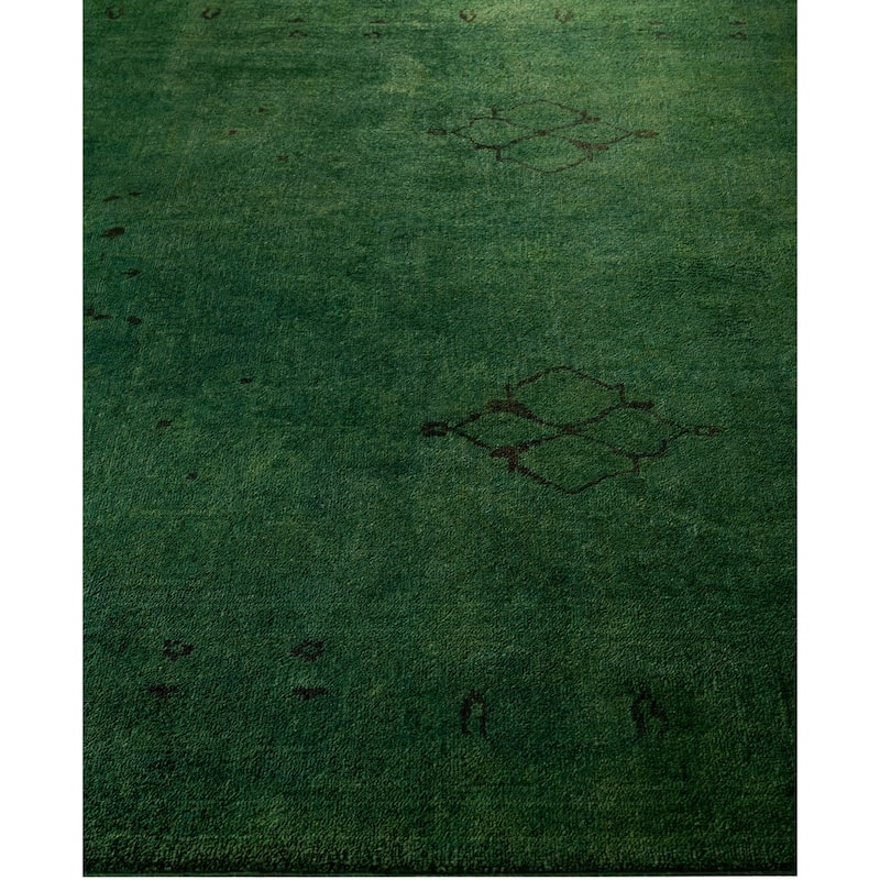 Overdyed One-of-a-Kind Hand-Knotted Area Rug - Green - 6' 2" x 9' 4"