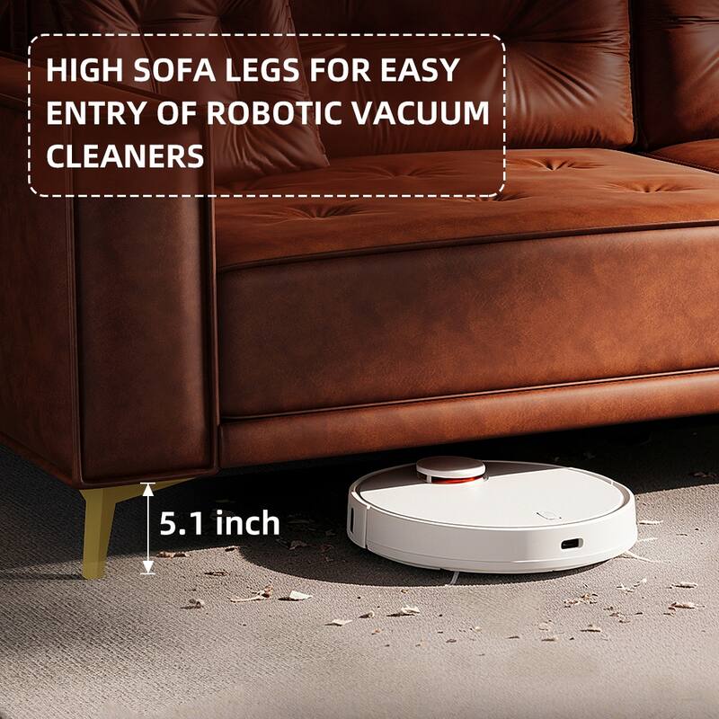 Oversized 3-in-1 Convertible Sofa Bed, 92.1" Faux Leather Square Arms Loveseat, Modern Pull-Out Sleeper Couch with Pillows