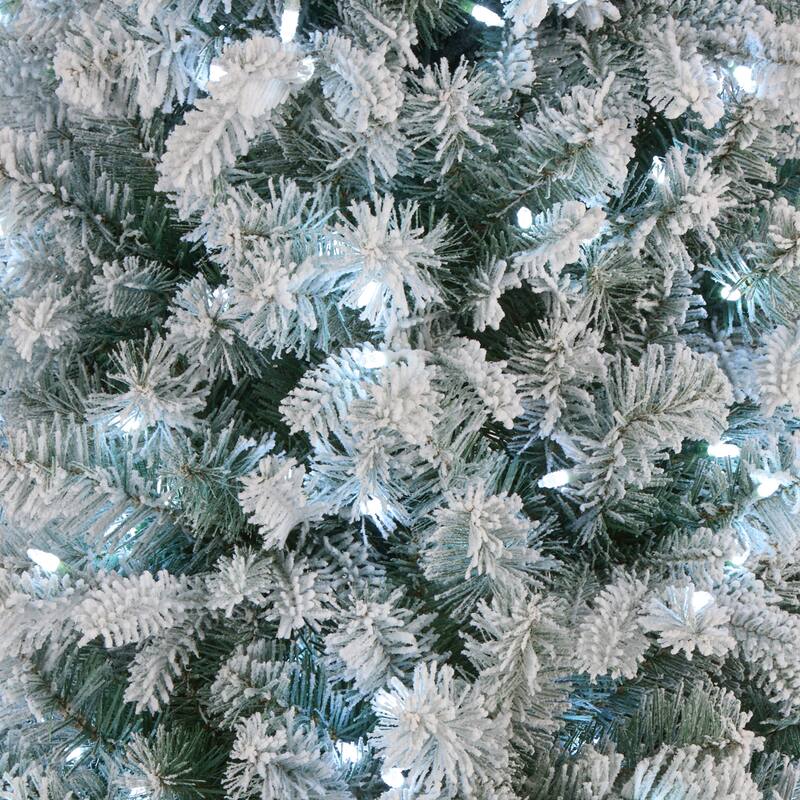 National Tree Company 6 ft. Pre-lit Feel Real Snowy Comet Slim Blue Artificial Christmas Tree with 400 Cool White LED Lights