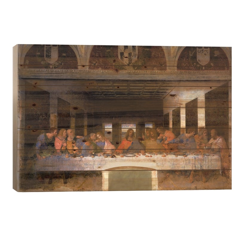 The Last Supper, 1495-1498 Print On Wood by Leonardo da Vinci - Multi-Color - 26x40x1.5