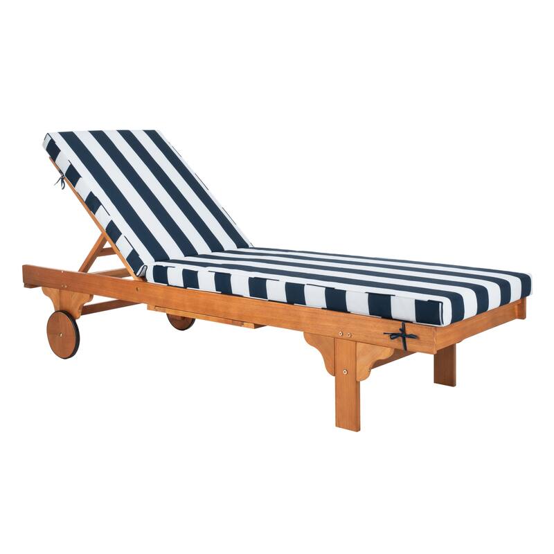 SAFAVIEH Outdoor Aubrie Adjustable Chaise Lounge Chair with Wheel.
