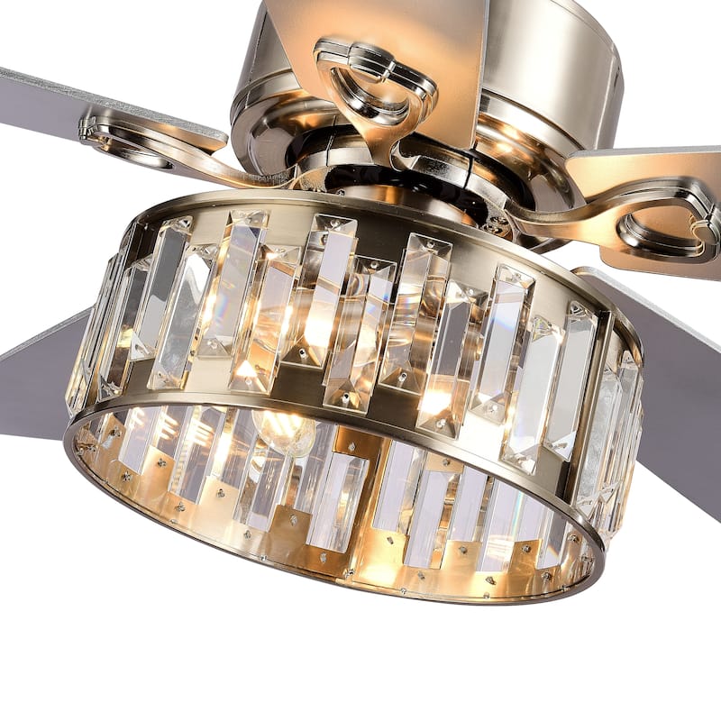 52" Crystal Chandelier 5-Blade Ceiling Fan with Light Kit and Remote