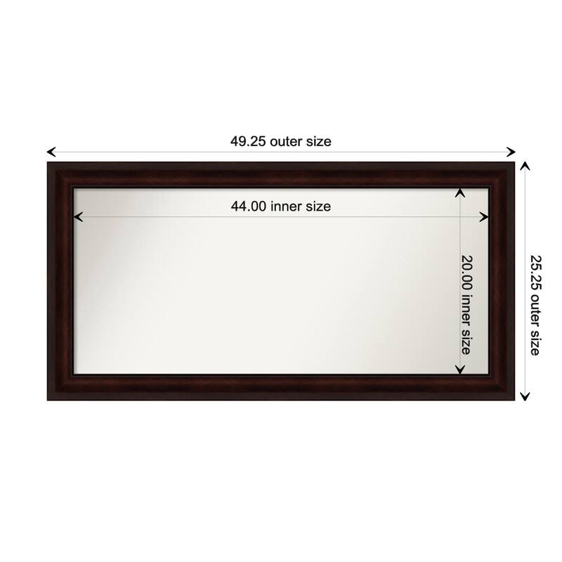 Coffee Bean Brown Framed Non-Beveled Custom Wall Mirror, Bathroom Vanity Mirror - Outer Size: 49.25 x 25.25