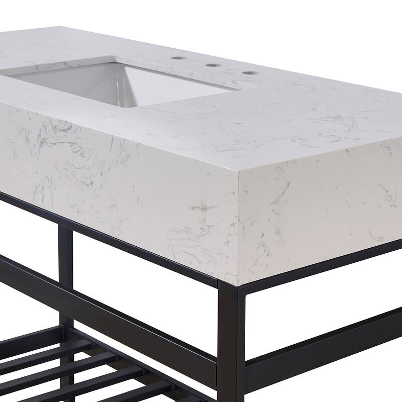 Altair Merano Bathroom Vanity Countertop in Aosta White Apron Finish Without Vanity