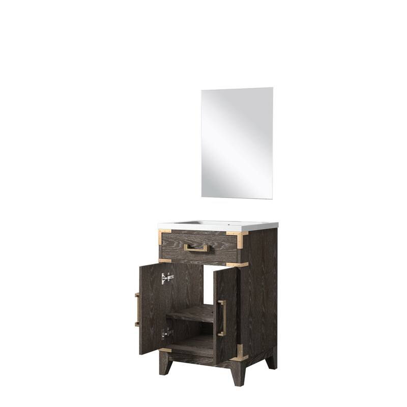 20-inch Bathroom Vanity with Acrylic Top, Soft Close Cabinet, and 18" x 24" Mirror - Polished Surface